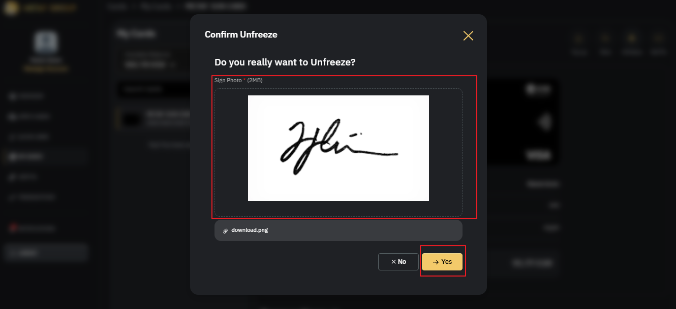 Sign Photo unfreeze